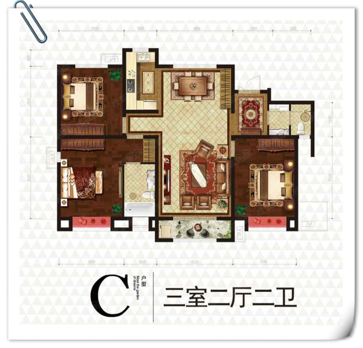 c户型—三室两厅两卫—146㎡