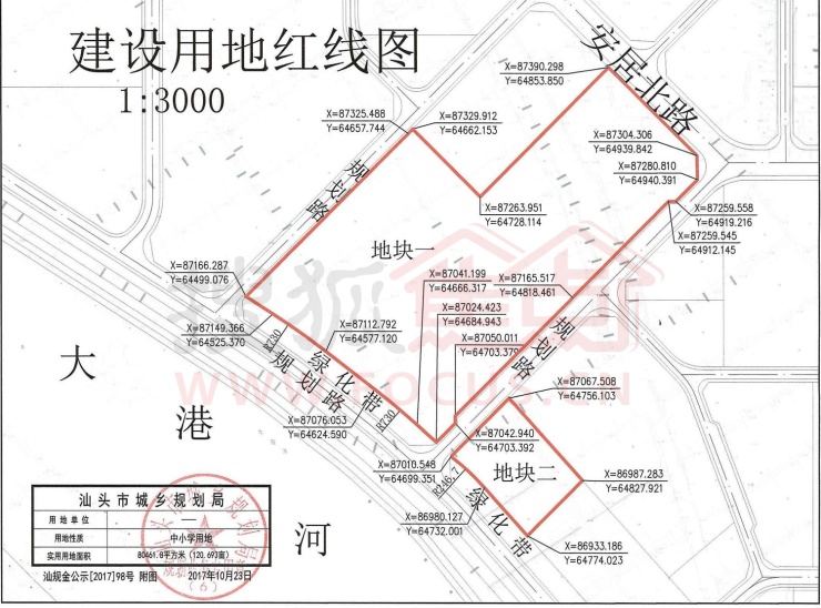 金凤半岛片区中小学用地用地规划公示(附红线图)