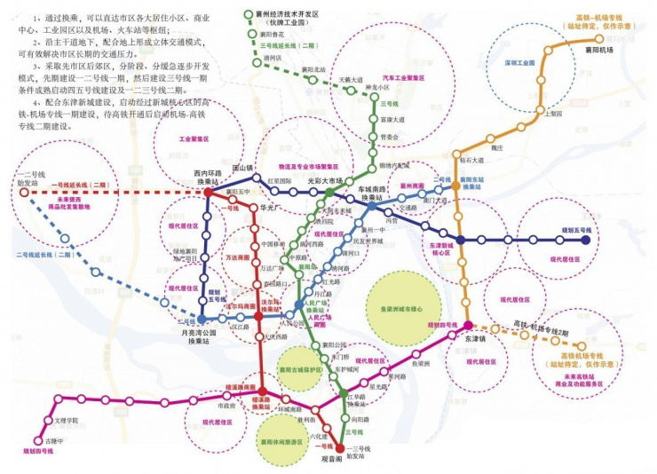 襄阳地铁规划出炉:由5条线及1条支线组成