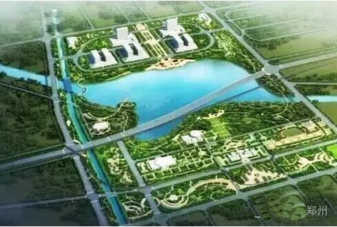 郑州市白沙园区象湖生态工程鸟瞰图