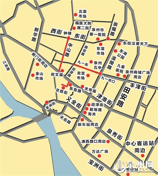 即日起至12月 泉州中心市区26条街道整治占道经营