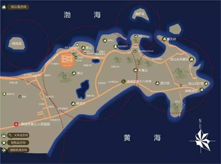 艺术海湾项目距威海市中心40公里,荣成好运角旅游度假区核心区