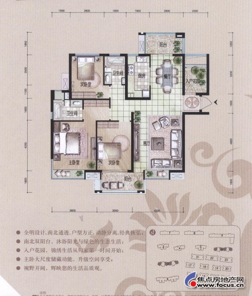 这个是金基汇锦国际a2户型,3房2厅2卫 建筑面积140平方