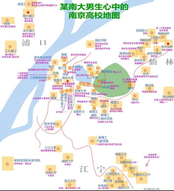 图片一个南大学生眼中的南京地区大学分布地图