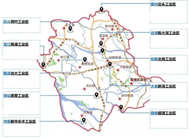 10個鎮街,其中大良佔比最多,共7塊地,其中5宗集中在順德科技工業園區