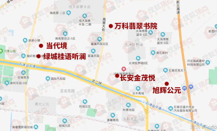 靠近建华大街,绿城与当代比肩而邻;高营大街以东,金茂打响进军石家庄