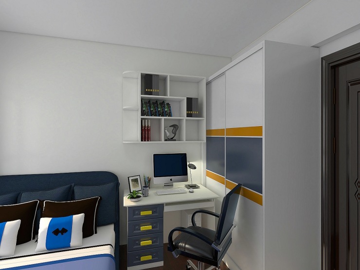 通过家具定制设计让卧室书房一体化,休息工作两不误