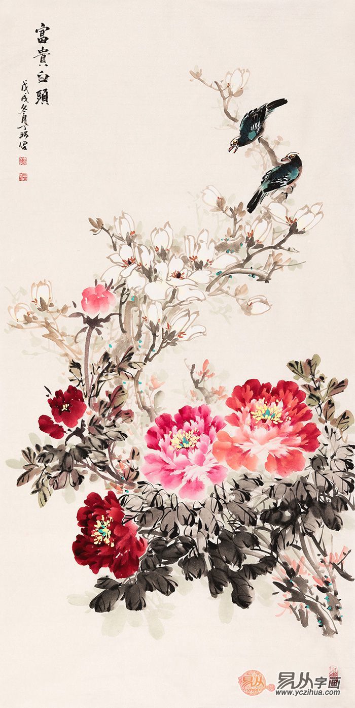 家里过道适合挂什么画?吉祥如意牡丹图是首选