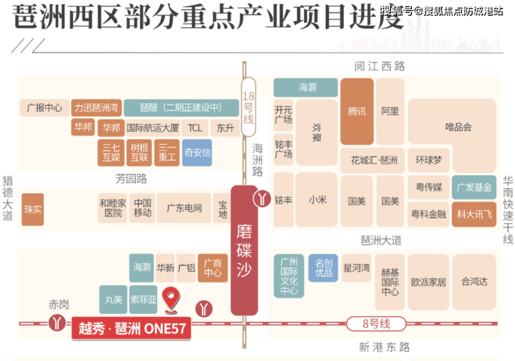 區域規劃定位: 琶洲one57坐落於廣州海珠區琶洲西區磨碟沙地鐵口,佔地