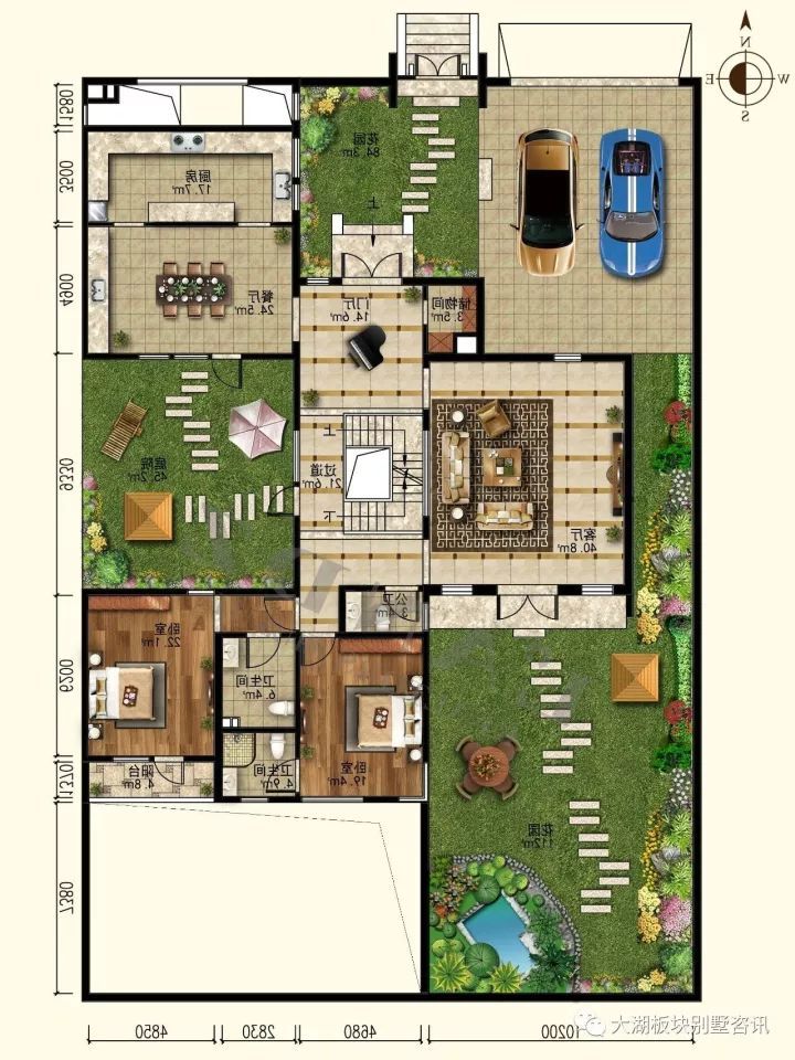 【观唐别墅】 新出好房!五卧套间全部朝南,地下采光极好!