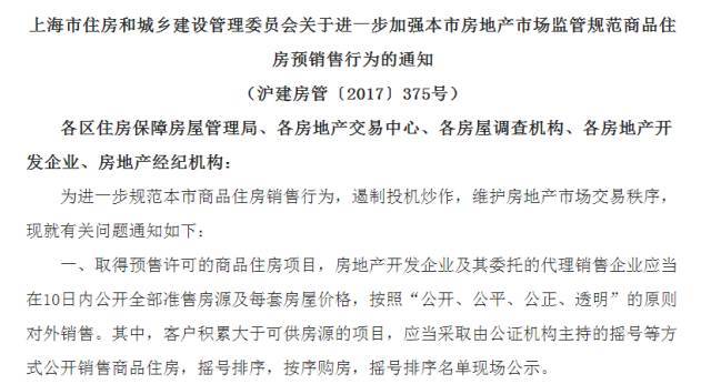 上海实施商品房销售新政 买房要公证摇号按序